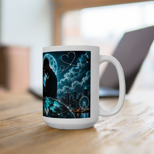 Black Love Couple Romance Mug | Long Distance Love Across the Miles Ceramic Mug  |  LDR Collection