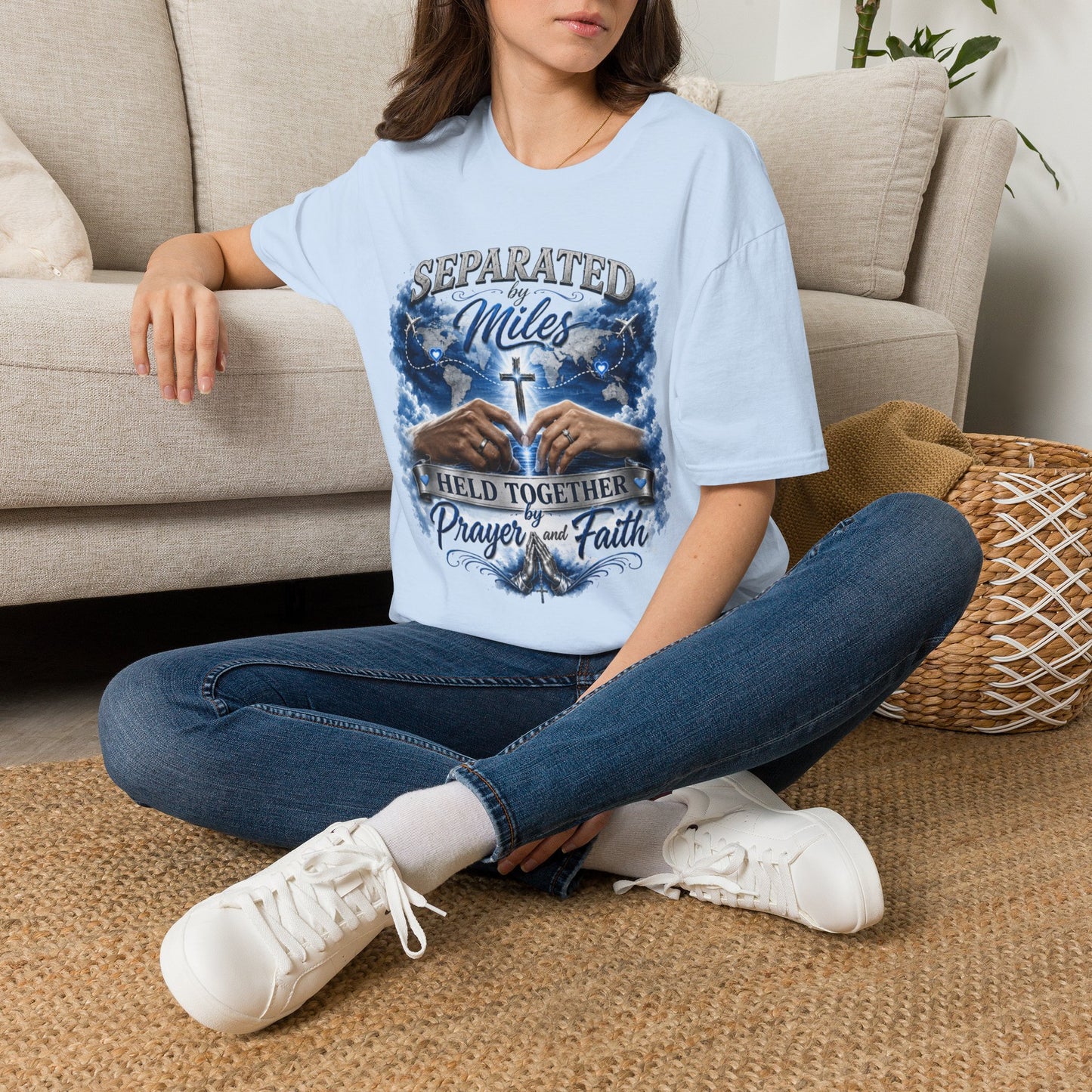 Separated by Miles T-Shirt for Him | Long Distance Relationship Collection