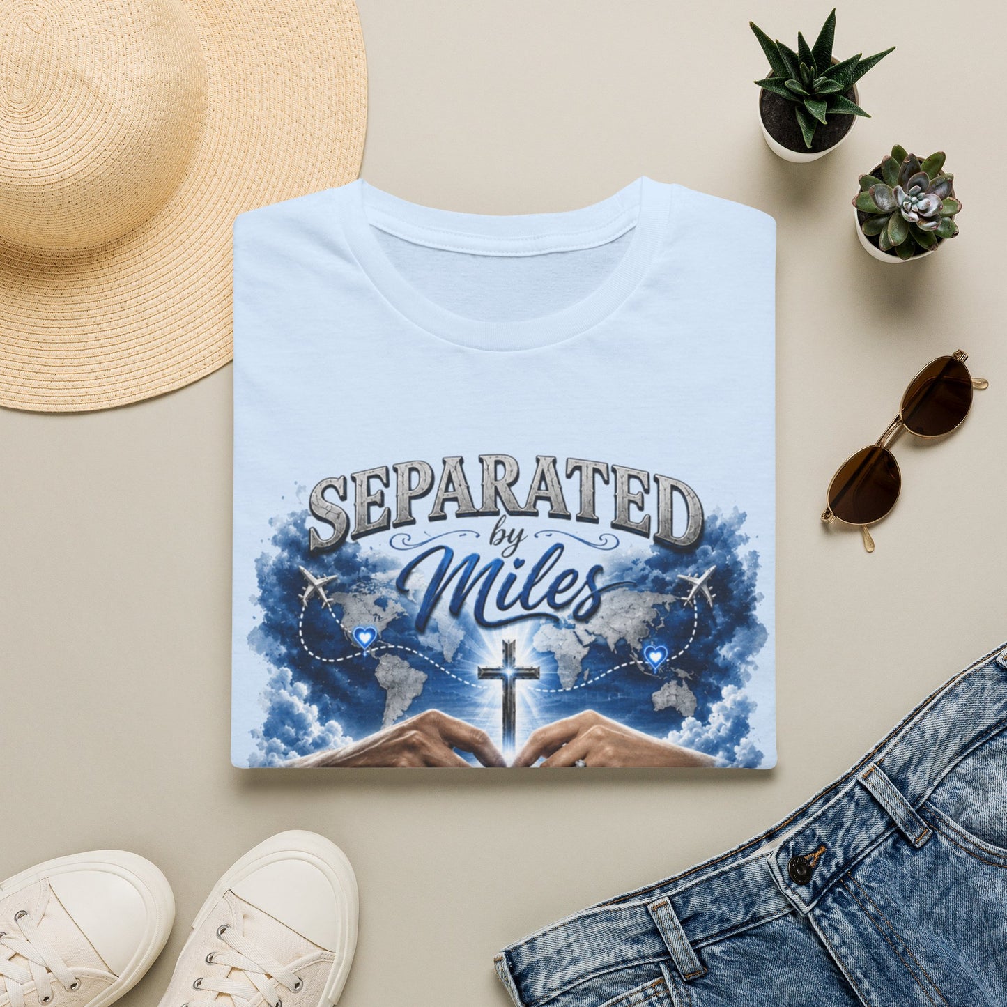 Separated by Miles T-Shirt for Him | Long Distance Relationship Collection