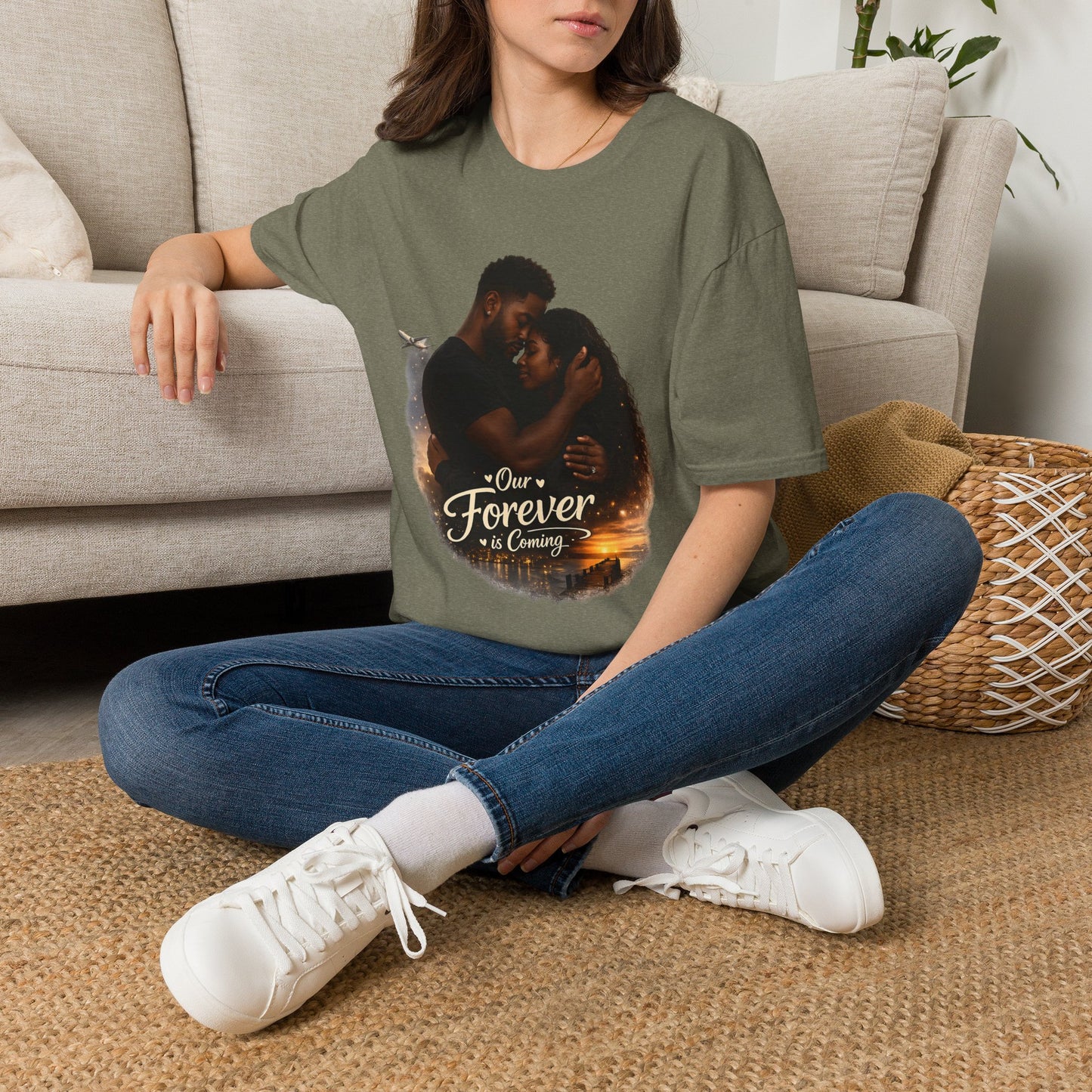 Our Forever Is Coming T-Shirt | Romantic Couple Silhouette, Sunset Love | LDR Collection
